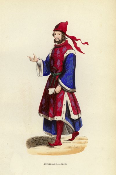 Duitse Edelman (gekleurde gravure) door European School