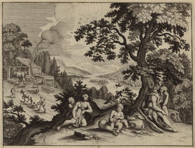 Gods straf voor Adam en Eva (gravure) door European School