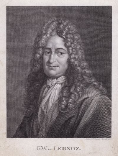Gottfried Wilhelm Leibniz, Duitse filosoof, wiskundige en polymath (gravure) door European School