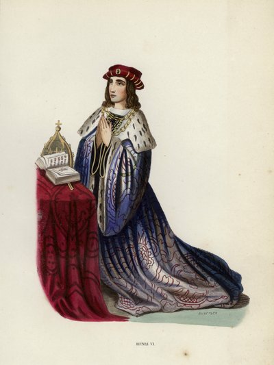 Hendrik VI (gekleurde gravure) door European School