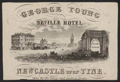 Hotelhandelskaart (gravure) door European School