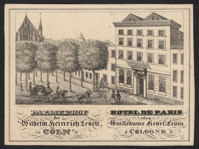 Hotelhandelskaart (gravure) door European School