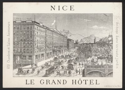 Hotelhandelskaart (gravure) door European School