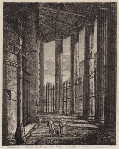 Interieur van de portiek van de Tempel van Vesta, Rome, Italië door European School
