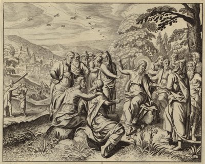 Jezus Christus leert over de sabbat (gravure) door European School