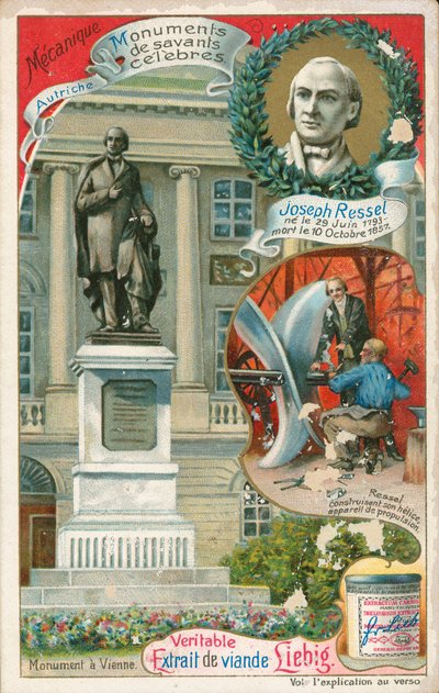 Joseph Ressel, Liebig-kaart, begin 20e eeuw (chromo) door European School