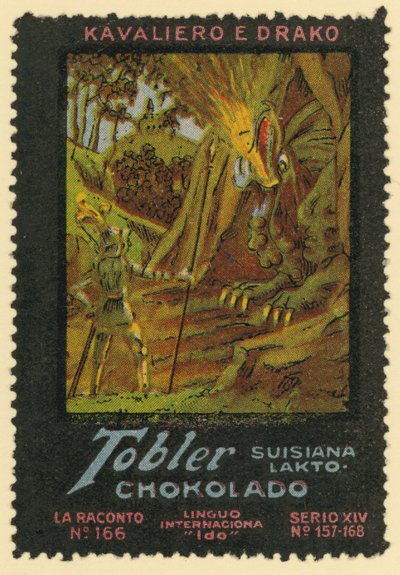 Ridder en draak (kleurenlitho) door European School