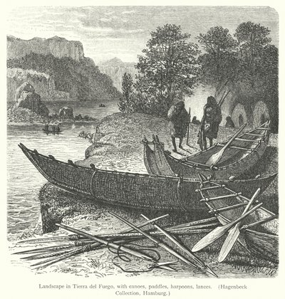 Landschap in Vuurland, met kano