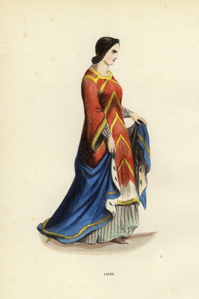 Laure (gekleurde gravure) door European School