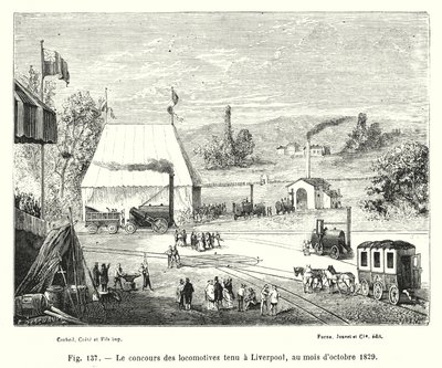 De locomotievenwedstrijd gehouden in Liverpool, oktober 1829 door European School