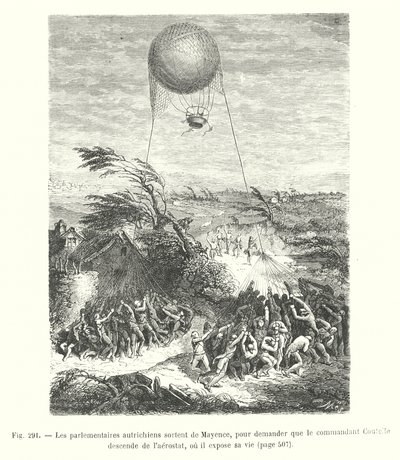 De Oostenrijkse parlementariërs verlaten Mainz om te vragen dat commandant Coutella uit de luchtballon stapt, waar hij zijn leven riskeert door European School