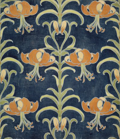 Leliedesign voor behang of textiel, 1896 door European School
