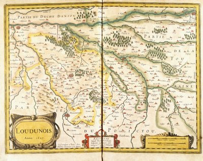 Kaart van Loudunois in 1627, 1631 door European School