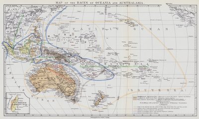 Kaart van de Rassen van Oceanië en Australazië door European School