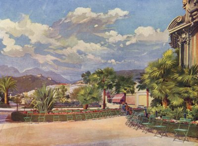 Menton, De Muziekkiosk en de Nieuwe Tuin (kleurenlitho) door European School