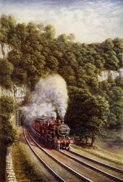 Midland Scotch sneltrein op de Midland Railway die door de Yorkshire Dales reist door European School