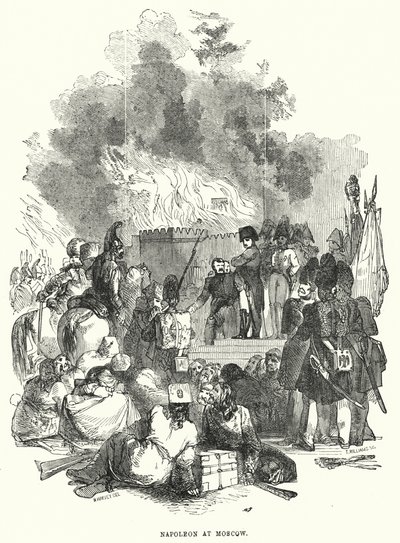 Napoleon in Moskou (gravure) door European School