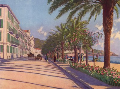 Nice, Promenade du Midi naar het oosten (kleurenlitho) door European School