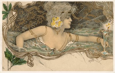 Nimf uit de Griekse mythologie zwemmend in water door European School