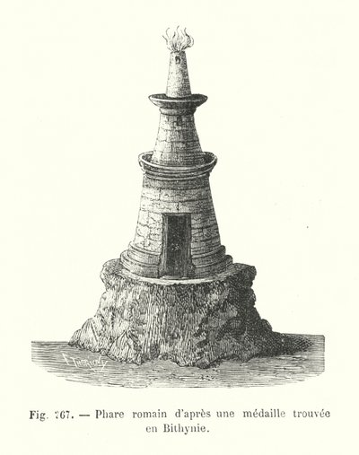 Romeinse vuurtoren volgens een medaille gevonden in Bithynië door European School