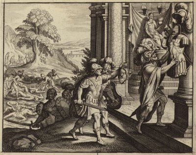 Filistijnen plaatsen het hoofd van Saul in de tempel van hun god Dagon door European School