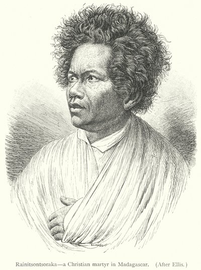 Rainitsontsoraka, een christelijke martelaar in Madagaskar (gravure) door European School