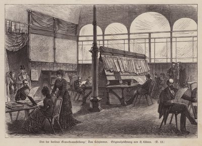 Leeszaal op de Berlijnse Tentoonstelling van Handel en Industrie, Duitsland door European School