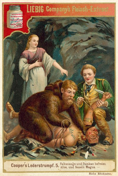 Scène uit Laatste der Mohikanen, door James Fenimore Cooper door European School