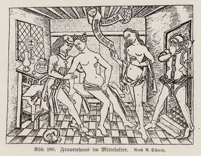 Scène in een Frauenhaus, een laatmiddeleeuws Duits bordeel door European School