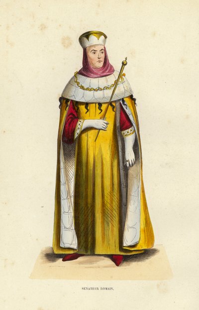 Romeinse Senator (gekleurde gravure) door European School