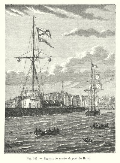 Getijdesignalen van de haven van Havre (gravure) door European School