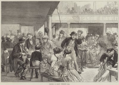 Schetsen in Berlijn, bal van arbeiders (gravure) door European School