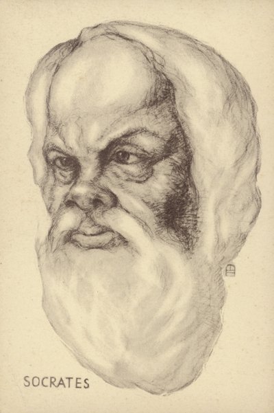 Socrates (c469 BC-399 BC), Oudgrieks filosoof (litho) door European School