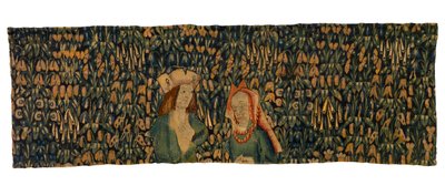 Wandtapijtfragment van mille fleurs met een paar door European School