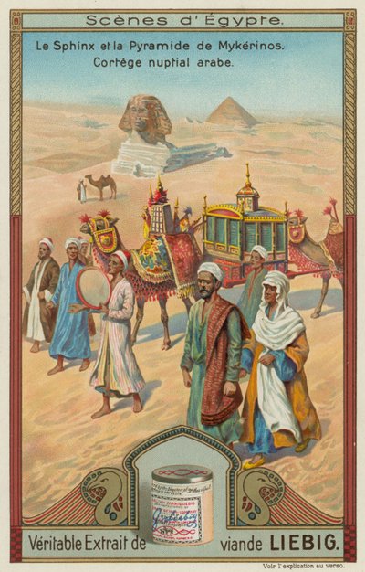 De Sfinx en de piramide van Menkaure met een Arabische huwelijksstoet door European School