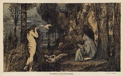 Het verhaal van de Zwaan Maagd (kleur litho) door European School