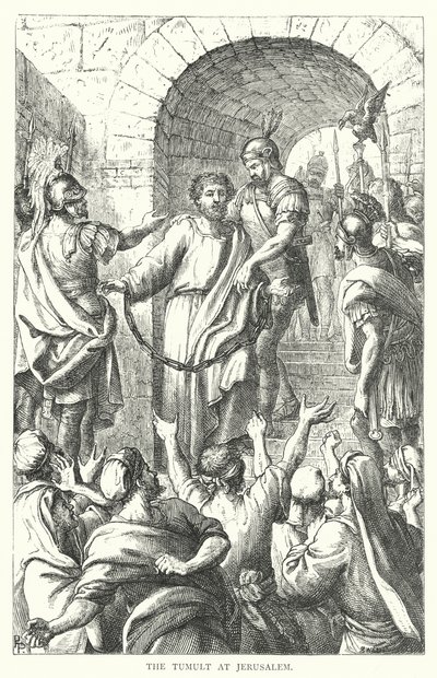 Het Tumult in Jeruzalem (gravure) door European School