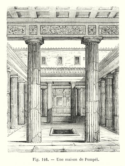 Een huis in Pompeii (gravure) door European School
