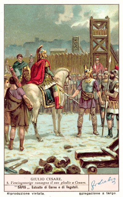 Vercingetorix geeft zijn zwaard over aan Julius Caesar na het Beleg van Alesia, 52 v.Chr. door European School