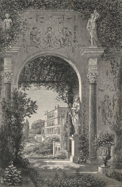 Romeinse villa in de tijd van Augustus (gravure) door European School