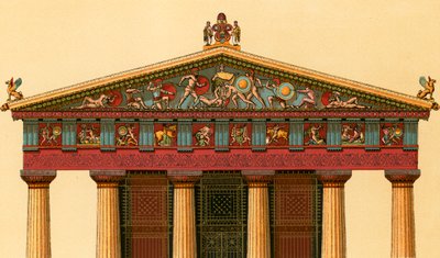 Westelijke gevel van de Tempel van Athene, in Aigina door European School