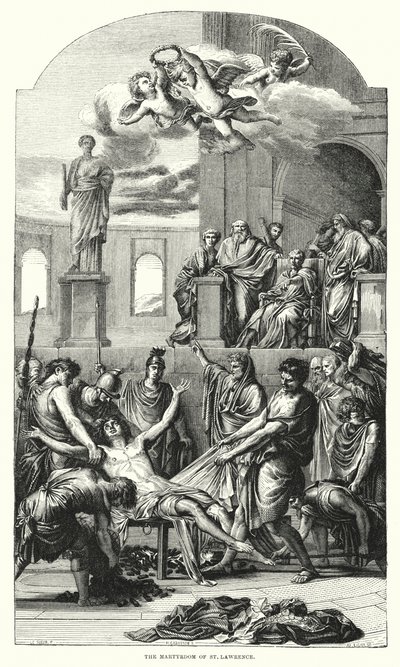 Het Martelaarschap van St. Laurentius door Eustache (after) Le Sueur