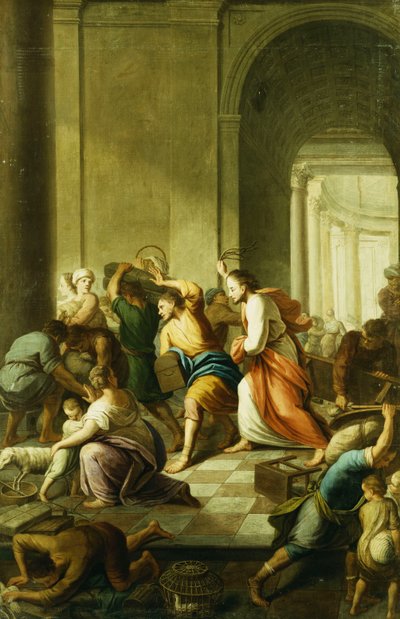 Christus Verdrijft de Geldwisselaars uit de Tempel door Eustache Le Sueur