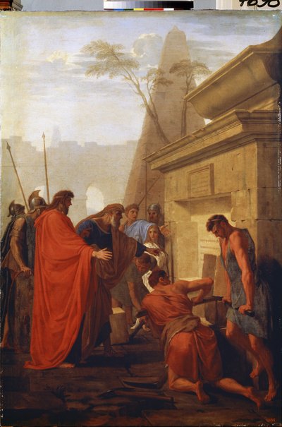 Darius Hystaspes opent het graf van Nitocris door Eustache Le Sueur