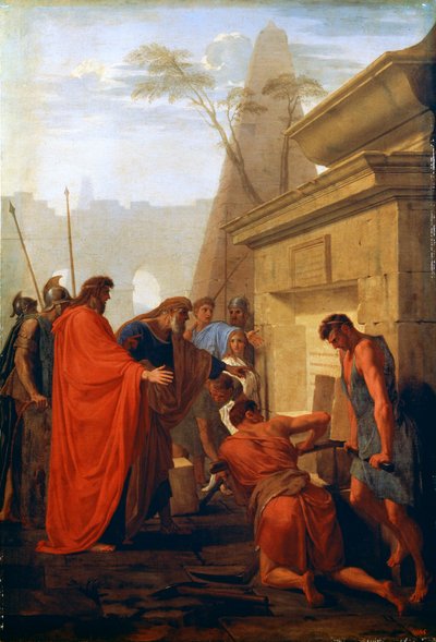 Darius de Grote opent het graf van Nitocris door Eustache Le Sueur