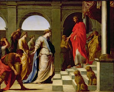 Salomo en de Koningin van Sheba, 1650 door Eustache Le Sueur