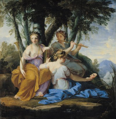 De muzen, Clio, Euterpe en Thalia door Eustache Le Sueur