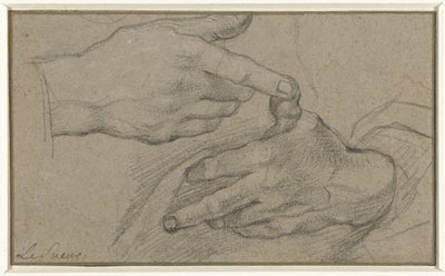 Studie van twee handen door Eustache Lesueur