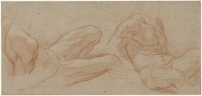 Twee studies van een liggende, naakte man door Eustache Lesueur