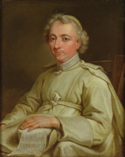 Portret van een kanunnik met een partituur door Eustache Restout